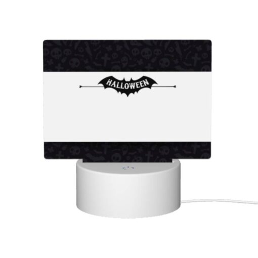 Rectangular Acrylic Night Light, A Black And White Batman Logo With The Words Halloween. -Nuas Diy Shop 8995c29e1166a62d257069f4f261d16649fac51d
