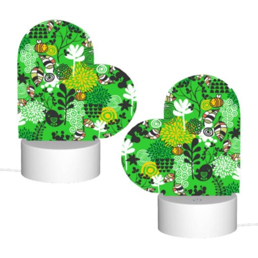 Love Acrylic Night Light, A Green And Yellow Floral Pattern With Bees And Flowers. -Nuas Diy Shop 89d3e3dcad9d01c942e616be1f76783dfd505d5e