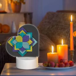 Love Acrylic Night Light, A Colorful Geometric Pattern Is Displayed On A Black Background. -Nuas Diy Shop 8a653eb7a4f9489345220fed96cf46389210cd55