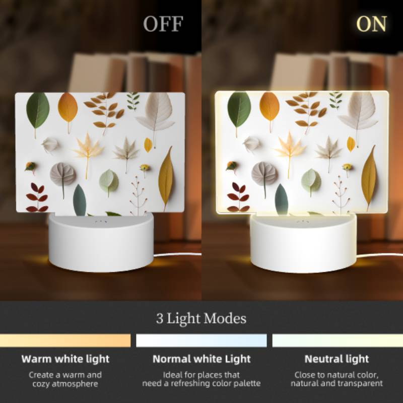 Rectangular Acrylic Night Light, A collection of leaves in various colors and shapes. Rectangular Acrylic Night Light, A Collection Of Leaves In Various Colors And Shapes. -Nuas Diy Shop 8a6dd1cb11fc095ac76ceaa761d12d79afcc7ab4