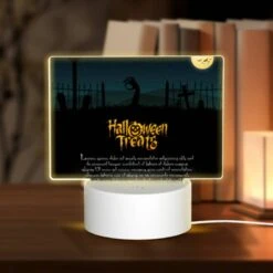 Rectangular Acrylic Night Light, A Halloween Treat Poster With A Spooky Scene.