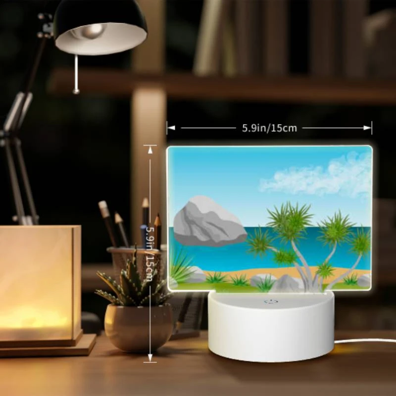 Rectangular Acrylic Night Light, A rocky beach with a few trees and a body of water. Rectangular Acrylic Night Light, A Rocky Beach With A Few Trees And A Body Of Water. -Nuas Diy Shop 8b7a54705a61cf1297d5b3df33a388ad30f5def0