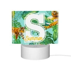 Rectangular Acrylic Night Light, A Colorful Image Of A Tiger And A Palm Tree With The Letter S In The Middle. -Nuas Diy Shop 8be277e08ab6ac04659e34df0bd61f99e8e876c6