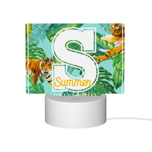 Rectangular Acrylic Night Light, A Colorful Image Of A Tiger And A Palm Tree With The Letter S In The Middle. -Nuas Diy Shop 8be277e08ab6ac04659e34df0bd61f99e8e876c6