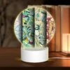 Round Acrylic Night Light, Three Colorful Paintings Are Displayed Side By Side.