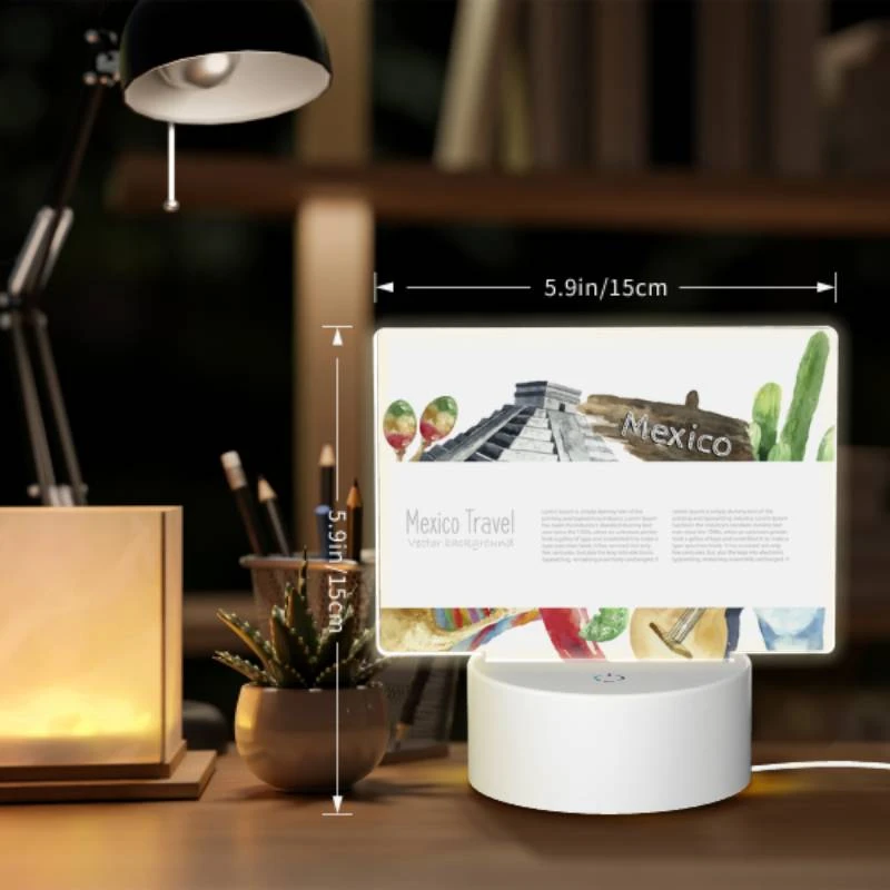 Rectangular Acrylic Night Light, A colorful poster of Mexico with a variety of foods and landmarks. Rectangular Acrylic Night Light, A Colorful Poster Of Mexico With A Variety Of Foods And Landmarks. -Nuas Diy Shop 8c6b660e1ce12b8eb14283bd826702d234df47cd