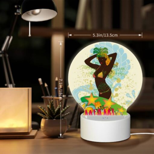 Round Acrylic Night Light, A Woman Wearing A Grass Skirt And A Star Headband Is Posing For A Picture. -Nuas Diy Shop 8c87df66ed1faab3a0c39ad1e7d3f1e37fd612de