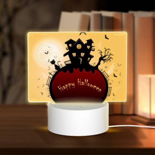 Rectangular Acrylic Night Light, A Halloween Themed Image With A House -Nuas Diy Shop 8ca107843a0b2c296fcc24c9f4167e28c1b7c820