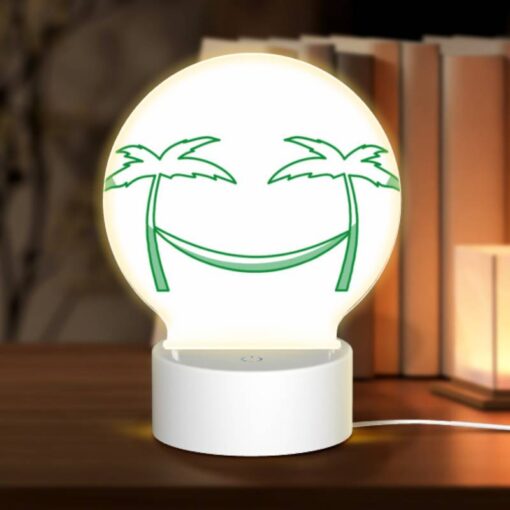 Round Acrylic Night Light, A Green Smiley Face With Two Palm Trees On Either Side. -Nuas Diy Shop 8ceef6bfd16ab122ac40038e202840048acc7f2a