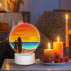 Round Acrylic Night Light, A Man Is Standing On A Beach Holding A Surfboard. -Nuas Diy Shop 8d36798c42242309278058981ad65b322fe35c68