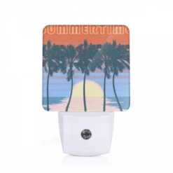 Night Light, A Colorful Poster Of A Sunset With Palm Trees.