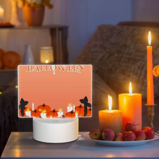 Rectangular Acrylic Night Light, A Halloween Scene With Lit Candles And Pumpkins. -Nuas Diy Shop 8dede3068250b0102fe4c253c5e46ee074e2c234