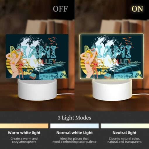 Rectangular Acrylic Night Light, A Woman In A Bikini Is Standing In Front Of A Beach Volleyball Net. -Nuas Diy Shop 8e232b758b213ac205f9eb4fb366b16f9c416499