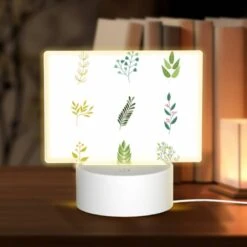 Rectangular Acrylic Night Light, A Collection Of Six Different Types Of Plants.