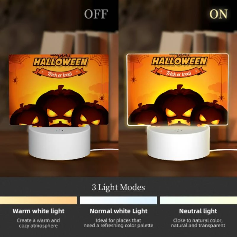 Rectangular Acrylic Night Light, Three pumpkins with scary faces on them. Rectangular Acrylic Night Light, Three Pumpkins With Scary Faces On Them. -Nuas Diy Shop 8eb1383e412947473d3984db749562871e564005