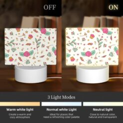 Rectangular Acrylic Night Light, A Pattern Of Flowers And Stars With A Pink Rose In The Center. -Nuas Diy Shop 8eeb137713bb74100f3a113dd6d777768d18c05e