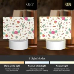 Rectangular Acrylic Night Light, A Pattern Of Flowers And Stars With A Pink Rose In The Center. 4 Rectangular Acrylic Night Light, A Pattern Of Flowers And Stars With A Pink Rose In The Center. -Nuas Diy Shop 8eeb137713bb74100f3a113dd6d777768d18c05e