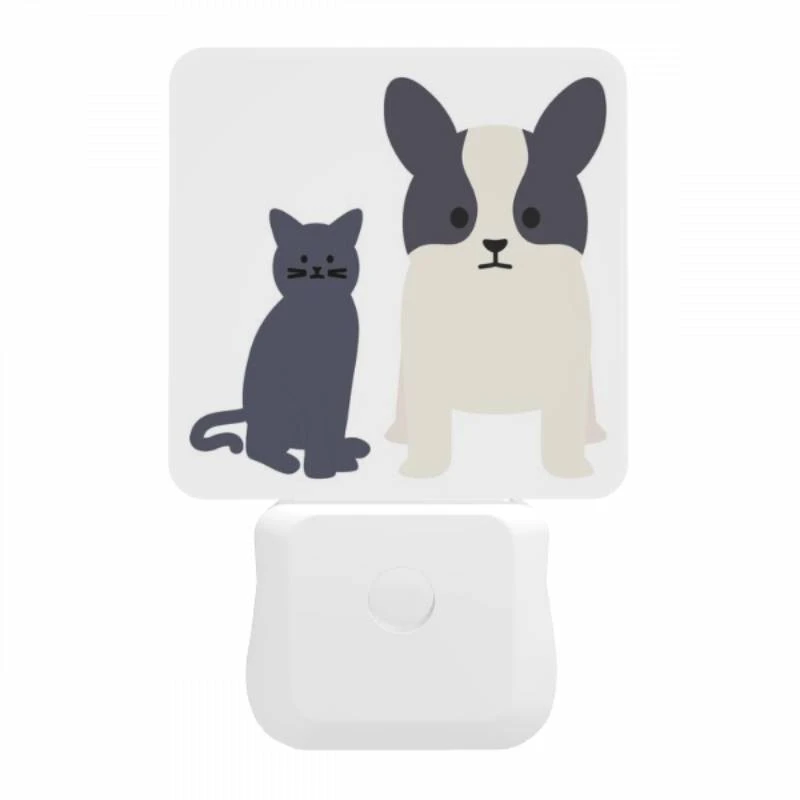 Night Light, A black cat and a black and white dog standing next to each other. Night Light, A Black Cat And A Black And White Dog Standing Next To Each Other. -Nuas Diy Shop 8f3c5e76ae4b4bc5048fe6cb9f4485b03cb0de25