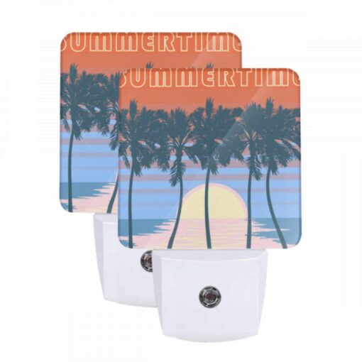 Night Light Set Of 2, A Colorful Poster Of A Sunset With Palm Trees. -Nuas Diy Shop 8f5b95cc5966740fe478b69360c7e4a6c8b1af09