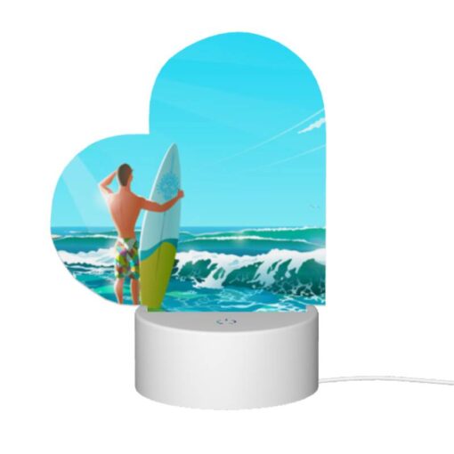 Love Acrylic Night Light, A Man With A Surfboard Is Standing In The Ocean. -Nuas Diy Shop 8f8dc6c1a525cc542565fd5b73217c72f145c1ef