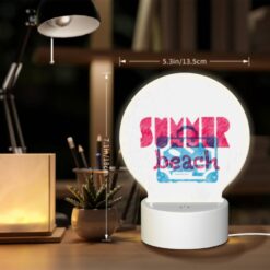 Round Acrylic Night Light, A Pink And Blue Sign That Says "Summer Beach.". -Nuas Diy Shop 8fc8f3bda4950aecff0ce79c0672e684532055c3
