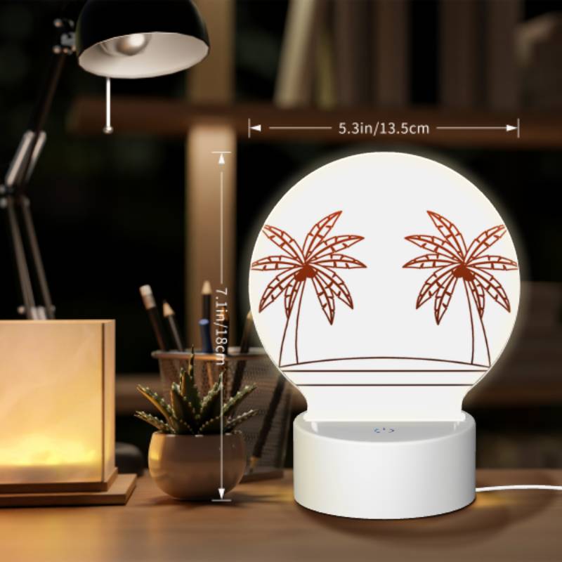 Round Acrylic Night Light, Two palm trees are on a white surface. Round Acrylic Night Light, Two Palm Trees Are On A White Surface. -Nuas Diy Shop 9051ac6c32e85f57ab3a3160920471aff3fe5b86