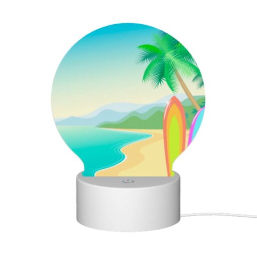 Round Acrylic Night Light, Two Surfboards Are On The Beach -Nuas Diy Shop 905817020f93aa44929aea6c755b201b23e705ef