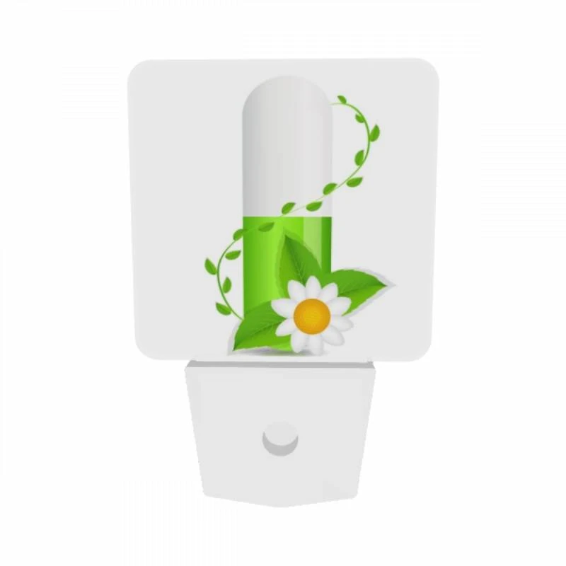 Night Light Set of 2, A green pill with a flower on it. Night Light Set Of 2, A Green Pill With A Flower On It. -Nuas Diy Shop 90afd5392e1704f5da92c9432a9d860a4cb4809e