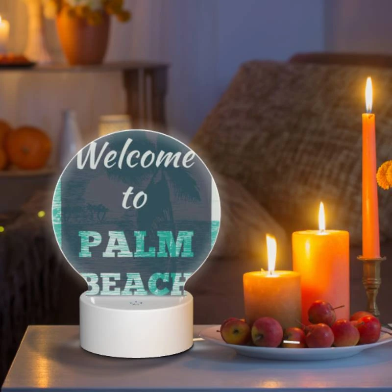 Round Acrylic Night Light, A colorful sign welcoming visitors to Palm Beach. Round Acrylic Night Light, A Colorful Sign Welcoming Visitors To Palm Beach. -Nuas Diy Shop 90fb91407864298c4fe7c261829ed65dcbc5fe73
