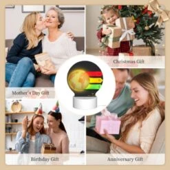 Round Acrylic Night Light, A Colorful Graphic Of A Globe With A Bat Symbol On It. -Nuas Diy Shop 911657b0c8a4f6aa4c0d5a3e027d8398d10f40a5