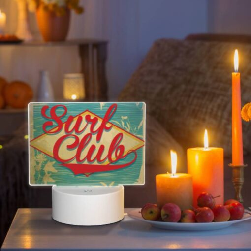 Rectangular Acrylic Night Light, A Surf Club Logo With A Palm Tree And The Words "California.". -Nuas Diy Shop 9146da601cf108779d28c34b1c59dd96f6ed809a