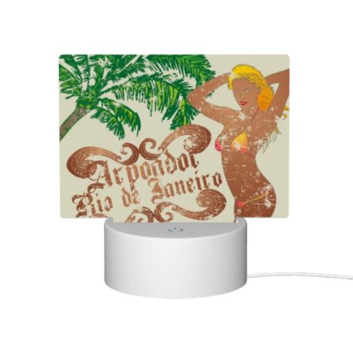 Rectangular Acrylic Night Light, A Woman In A Bikini Is Standing In Front Of A Palm Tree. -Nuas Diy Shop 91d0249c09a6a711d16e94846079cc7a966cb3f2