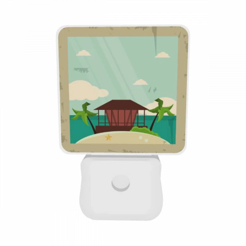 Night Light Set of 2, A beach scene with a house and palm trees. Night Light Set Of 2, A Beach Scene With A House And Palm Trees. -Nuas Diy Shop 91dccf2faaff82bb6d1b537fcc5ffb7cab467361