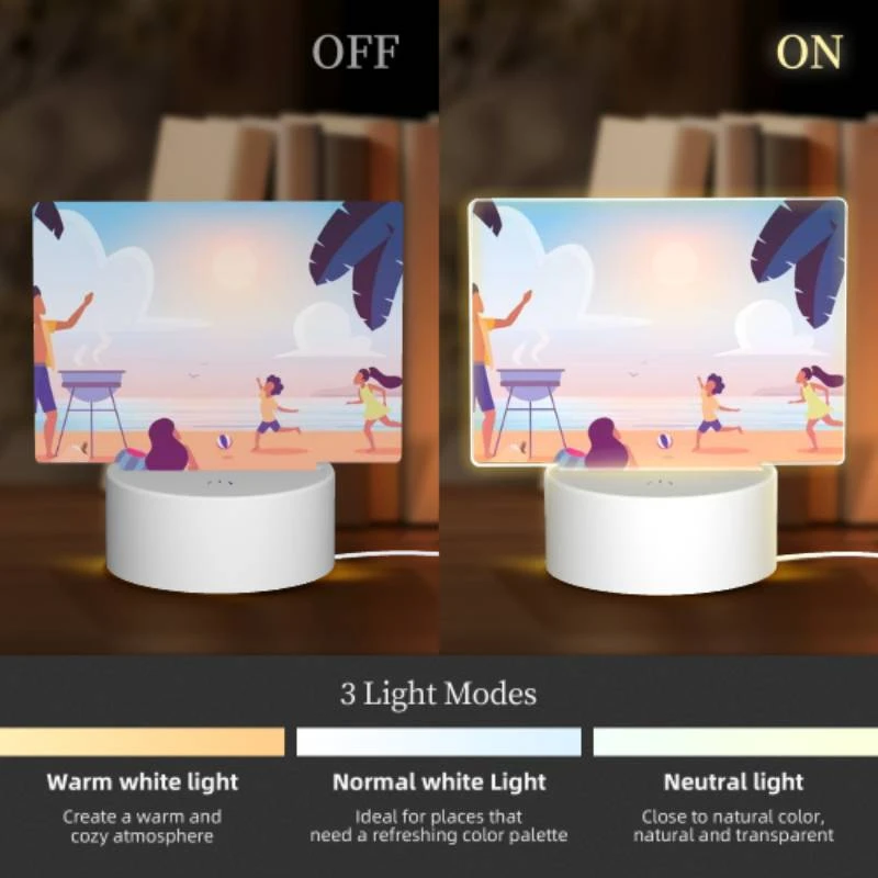 Rectangular Acrylic Night Light, A family is enjoying a day at the beach Rectangular Acrylic Night Light, A Family Is Enjoying A Day At The Beach -Nuas Diy Shop 923aa6dfdbaa4cf4247802b1d606fc75f94e78ab