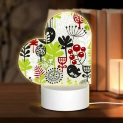 Love Acrylic Night Light, A Colorful Floral Pattern With A Variety Of Plants And Flowers.