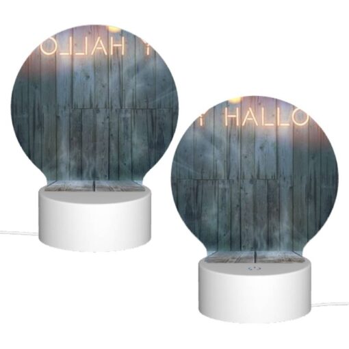 Round Acrylic Night Light, A Sign That Says "Happy Halloween" On A Wooden Wall. -Nuas Diy Shop 92a379c58c3a6fe701bddb7f90bad01e1f6d6d29