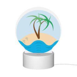 Round Acrylic Night Light, A Palm Tree On A Sandy Beach. -Nuas Diy Shop 92a39856d228f3e6e58aa7d79cba8e236d890db7