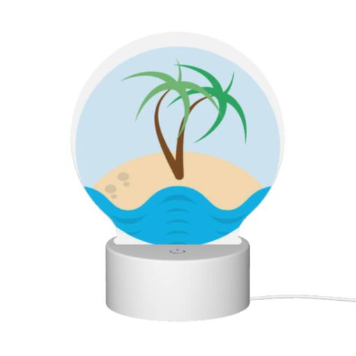 Round Acrylic Night Light, A Palm Tree On A Sandy Beach. -Nuas Diy Shop 92a39856d228f3e6e58aa7d79cba8e236d890db7