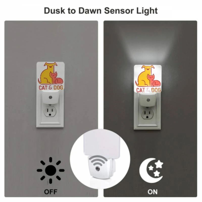 Night Light Set of 2, A yellow dog and a red cat sitting together. Night Light Set Of 2, A Yellow Dog And A Red Cat Sitting Together. -Nuas Diy Shop 92ac27903122a65282d8c6c2c3cf6ce846b8bc26