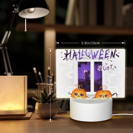 Rectangular Acrylic Night Light, Two Pumpkins Are Sitting In Front Of A Window -Nuas Diy Shop 92b3be02705aa914c13b908995344598ebe720d9