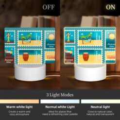 Rectangular Acrylic Night Light, A Collection Of Six Postage Stamps Featuring Beach And Sun-related Themes. -Nuas Diy Shop 92b5075cfe606124bea4ed282fa96b68f54d4d9d