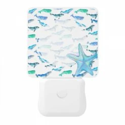 Night Light, A Blue And White Starfish Is Surrounded By A Group Of Blue And White Whales. 10 Night Light, A Blue And White Starfish Is Surrounded By A Group Of Blue And White Whales. -Nuas Diy Shop 92c29b07a8f301e384b1d43e0f0e028ab47b3827