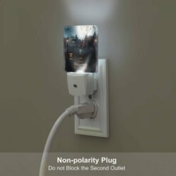 Night Light Set Of 2, A Black And White Image Of A Halloween Scene With A Fence And A Moon In The Background. -Nuas Diy Shop 92f801e546d3f9d5bf4df1a1075998cfa93a8405