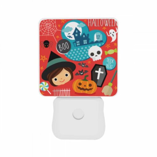 Night Light Set Of 2, A Halloween Themed Image With A Girl And Various Halloween Symbols. -Nuas Diy Shop 935cc5fdb7551c695e4954d2db76a0de9be24040
