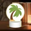 Round Acrylic Night Light, A Green Palm Tree With A Brown Trunk. -Nuas Diy Shop 936dffae972da6e6bf8f1acf8fe2ffe3f6c34d24