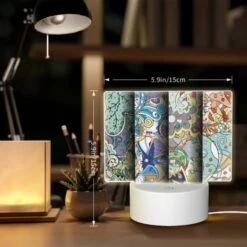 Rectangular Acrylic Night Light, Four Colorful And Intricate Designs Are Displayed Side By Side. -Nuas Diy Shop 9388124149afc54c4e8825e8926a13f9e77a9a0d