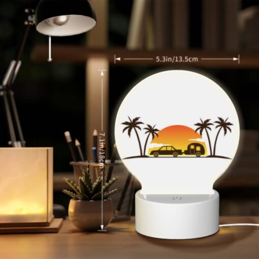 Round Acrylic Night Light, A Car Is Driving Down A Road With A Camper Trailer Attached To It. -Nuas Diy Shop 93d37ca17ca43b2e4ef7320776d5ca34f1c514f5
