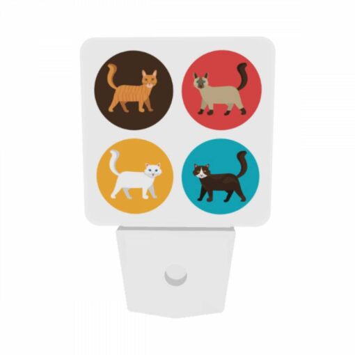 Night Light Set Of 2, Four Different Colored Cats Are Shown In A Circle. -Nuas Diy Shop 93de4473352737ef3d0a1258f4c376f92bba36ab