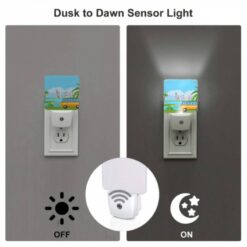 Night Light Set Of 2, A Colorful Cartoon Van Is Driving On A Road Near A Body Of Water. -Nuas Diy Shop 93e96712fd863ab0d309dc875b62fab000825efa