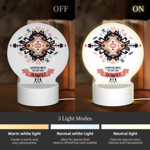 Round Acrylic Night Light, A Colorful Design With The Words "Adventure Awaits You Just Have To Find It!" -Nuas Diy Shop 940e70b525b1efb8cb0e2cbf4996d5a7aeee6f98